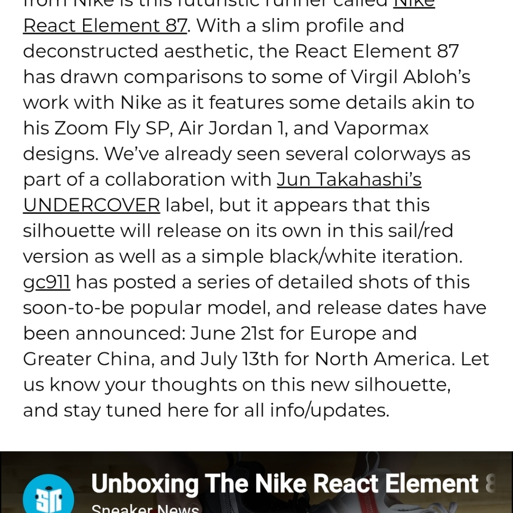 Nike React Element 87 Epic Sail Light Bone 15 - Picture 6 of 14